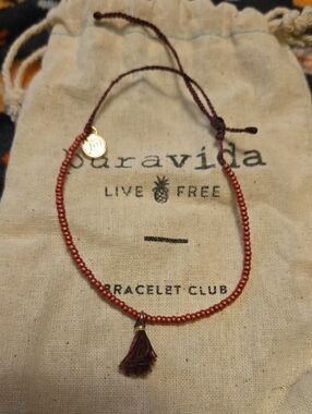 Pura Vida Rust Red Beaded Bracelet with Tassel